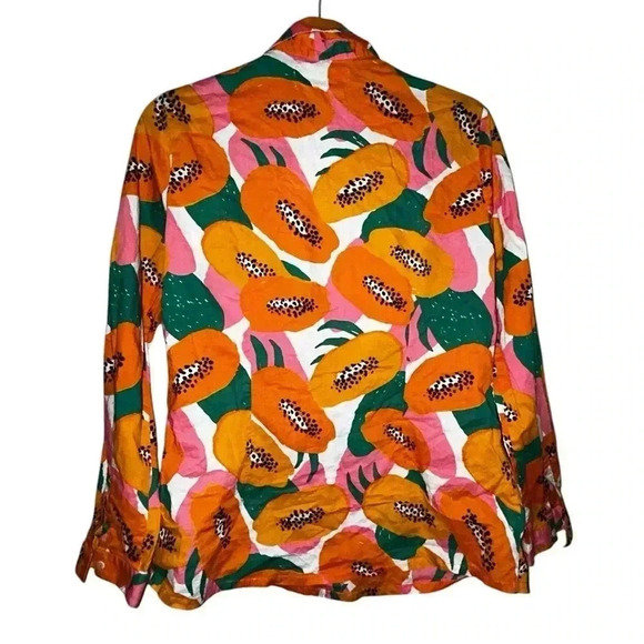 Nice Things orange tropical papaya print cotton blouse size 40/small - Picture 6 of 6
